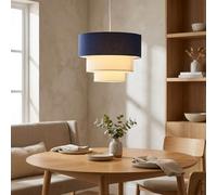 Alpinaluz Suspension textile bleue et blanche à trois niveaux Ø38 cm - Abat-jour en tissu multicouche, culot E27, design moderne pour salon, chambre et salle à manger