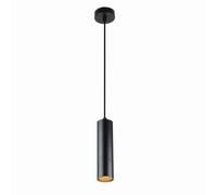 Alpinaluz Suspension tubulaire de plafond en aluminium 20 cm - Design moderne minimaliste, douille GU10, câble textile réglable 120 cm (Noir)