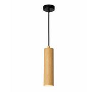 Alpinaluz Suspension tubulaire de plafond en aluminium 20 cm - Design moderne minimaliste, douille GU10, câble textile réglable 120 cm (Effet bois)