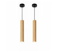 Alpinaluz Suspension tubulaire de plafond en aluminium 40 cm - Design moderne minimaliste, douille GU10, câble textile réglable 120 cm (Lot de 2 Effet bois)