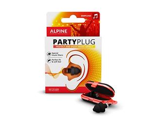 Alpine PartyPlug Bouchons d'Oreille Protection Auditive pour fêtes, musique, festivals et concerts - Boules Quies avec porte-clés gratuit - Hypoallergénique et Réutilisables - Noir