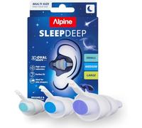 Alpine SleepDeep Bouchons d'Oreilles pour Dormir - Dormeurs sur le Côté & Ronflement - Bouchons Ultra-doux Réducteurs de Bruit - 27 dB SNR - Hypoallergéniques, Sans Silicone - 3 Paires (S, M, L)