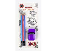 Alpino Color Experience 3 crayons graphite pour dessin artistique + taille-crayon + gomme | crayons professionnels de dessin | crayons à offrir