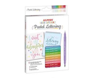 Alpino - Kit Pastel Lettering 12 feutres Dual Artist, 1 carnet de lettering et 1 guide avec motifs | Diversité de couleurs | Créativité sans limites | Lettering créatif
