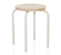 ALRANDA - Tabouret Blanc/Chêne