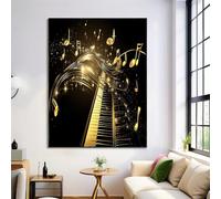 ALTCIRNMD Impression Sur Toile Or Noir Notes De Piano,Tableaux Art Musical Affiches Murale Art Toile Tableau Peinture Salon Intérieur Decoration De La Maison 50X70Cm Sans Cadre
