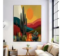 ALTCIRNMD Rouge Orange Cactus Du Désert Tableau Décoration Murale Salon Affiches Impression Image Paysage Rétro Sur Toile Peintures Pour Chambre Maison Bain 30X40Cm No Frame