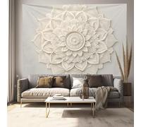ALTCIRNMD Tapisserie Murale Mandala Beige, Tapisserie Murale Tissu, Decoration Murale Sculpture Vintage, Psychédélique, Pour Dortoir, Plage, Jeté De Table, Nappe 150X200Cm