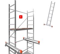 ALTEC AluCombine 3.0 - 300 | 3 m | Échafaudage mobile en aluminium pour bricoleurs, avec 2 roulettes fixes et ancrages muraux | EN131 | Échafaudage, échafaudage roulant, échelle simple