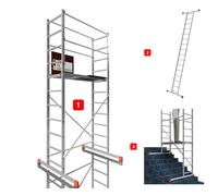 ALTEC AluCombine 3.0 - 400 | 4 m | Échafaudage en aluminium pour bricoleurs avec traverse | Échafaudage de chantier, échafaudage roulant, échafaudage de montage, échelle simple