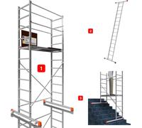 ALTEC AluCombine 3.0 - 400 | 4 m | Échafaudage mobile en aluminium pour bricoleurs avec 2 roulettes fixes | EN131 | Échafaudage de chantier, échafaudage roulant, échafaudage de montage, échelle simple
