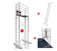 ALTEC AluCombine 3.0 - 500 | 5 m | Échafaudage en aluminium pour bricoleurs avec traverse et ancrages muraux | EN 131 | Échafaudage de chantier, échafaudage roulant, échafaudage de montage, échelle si