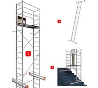 ALTEC AluCombine 3.0 - 500 | 5 m | Échafaudage mobile en aluminium pour bricoleurs avec 2 roulettes fixes | EN 131 | Échafaudage de chantier, échafaudage roulant, échafaudage de montage, échelle simpl
