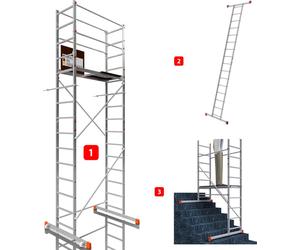 ALTEC AluCombine 3.0 - 500 | 5 m | Échafaudage mobile en aluminium pour bricoleurs avec 2 roulettes fixes | EN 131 | Échafaudage de chantier, échafaudage roulant, échafaudage de montage, échelle simpl