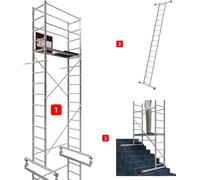 ALTEC AluCombine 3.0 - 500 | 5 m | Échafaudage mobile en aluminium pour bricoleurs avec 4 roulettes et traverse de déplacement | EN131 | Échafaudage, échafaudage roulant, échelle simple