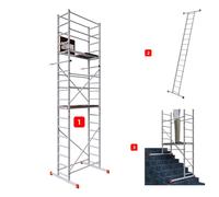 ALTEC AluCombine 3.0 - 600 | 6 m | Échafaudage en aluminium pour bricoleurs avec traverse et ancrages muraux | EN 131 | Échafaudage de chantier, échafaudage de montage, échelle simple