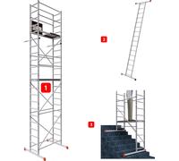 ALTEC AluCombine 3.0 - 700 | 7 m | Échafaudage en aluminium pour bricoleurs avec traverse et ancrages muraux | EN 131 | Échafaudage de chantier, échafaudage de montage, échelle simple