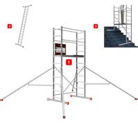 ALTEC AluCombine 4.0 - 400 | Echafaudage à échelles | Traverse | 2x roulettes fixes | Flèche triangulaire | 4m