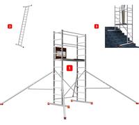 ALTEC AluCombine 4.0 - 400 | Echafaudage à échelles | Traverse | 4x roulettes | Flèche triangulaire | 4m