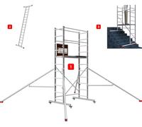 ALTEC AluCombine 4.0 - 400 | Echafaudage à échelles | Traverse | 4x roulettes | Flèche triangulaire | 4m