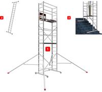 ALTEC AluCombine 4.0 - 600 | Echafaudage à échelles | Traverse | 4x roulettes | Flèche triangulaire | 6m