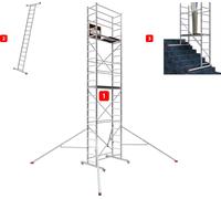ALTEC AluCombine 4.0 - 700 | Echafaudage à échelles | Traverse | 4x roulettes | Flèche triangulaire | 7m