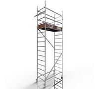 ALTEC Rollfix 2.0 500 | 5m de hauteur de travail | Roues pivotantes avec frein (Ø125mm) | Ancrage mural | Made in Germany | TÜV | Charge admissible 200kg/m² | DIN EN 1004-1 | Echafaudage aluminium
