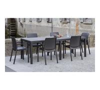 Dmora Table d'extérieur Roma, Table à manger rectangulaire extensible effet rotin, 150x90h72 cm, Anthracite