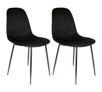 AltoBuy Alessia - Lot de 2 Chaises Velours Côtelé Noires
