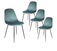 AltoBuy Alessia - Lot de 4 Chaises Velours Côtelé Bleu Canard