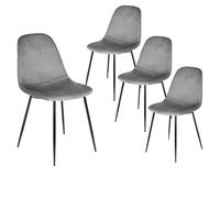 AltoBuy Alessia - Lot de 4 Chaises Velours Côtelé Gris Foncé