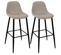 AMORY - Lot de 2 tabourets de bar en velours côtelé coloris taupe