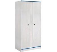 Armoire bébé 2 portes MISYLIA bois blanchi chants bleus