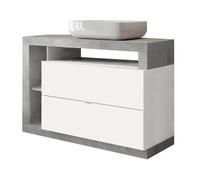 AltoBuy Arturo - Meuble avec Vasque 110cm 2 tiroirs Blanc et Aspect béton