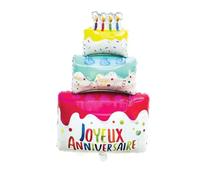 Ballon en aluminium en forme de gâteau d'anniversaire H75 cm - - ALTOBUY Blanc G