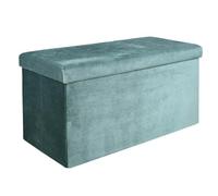 AltoBuy Banc Coffre Pliable en Velours Côtelé Bleu Canard - NEIRA