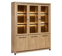 AltoBuy Bibliothèque 6 Portes avec LEDs Aspect Bois Finition Houston Oak poignées métal Noires - VASALY