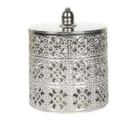 AltoBuy Boîte décorative en Fer argenté avec Couvercle Style marocain (H14,8 cm)