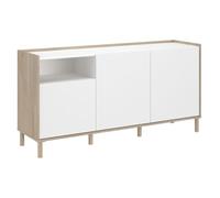 AltoBuy Buffet 3 Portes 1 niches Blanc et Aspect Bois Clair - ORPHÉE