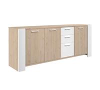 AltoBuy Buffet 3 Portes Aspect chêne et 3 tiroirs façades Blanches - YOUENN