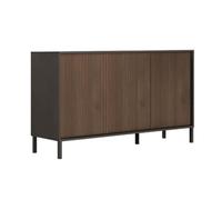 AltoBuy Buffet 3 Portes Gris Lave et Aspect Bois Relief Effet tasseaux Pieds métal - TICORIA