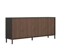 AltoBuy Buffet 4 Portes Gris Lave et Aspect Bois Relief Effet tasseaux Pieds métal - TICORIA