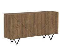 ALTOBUY Buffet CORELLE 4 portes aspect bois foncé pieds métal en V Marron
