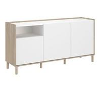 ALTOBUY Buffet ORPHÉE 3 portes 1 niche blanc et aspect bois clair Blanc