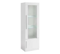 AltoBuy Clark - Vitrine Droite Laquée Blanc Poignées Métal avec LEDs