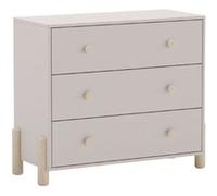 ALTOBUY Commode 3 tiroirs ENORA - MDF pin massif laqué crème, pieds pin naturel Beige