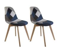 AltoBuy Damas - Lot de 2 Chaises Patchwork Bleu et Gris