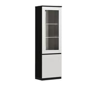 AltoBuy DEYTON - Vitrine Droite Laquée Noir et Blanc Brillant avec LEDs