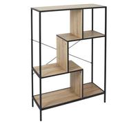 AltoBuy ENDIS - Etagère 4 Niveaux Aspect Bois et Métal Noir