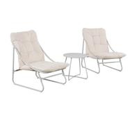 Ensemble jardin 2 fauteuils avec table basse TIXON assise coussin capitonné beige